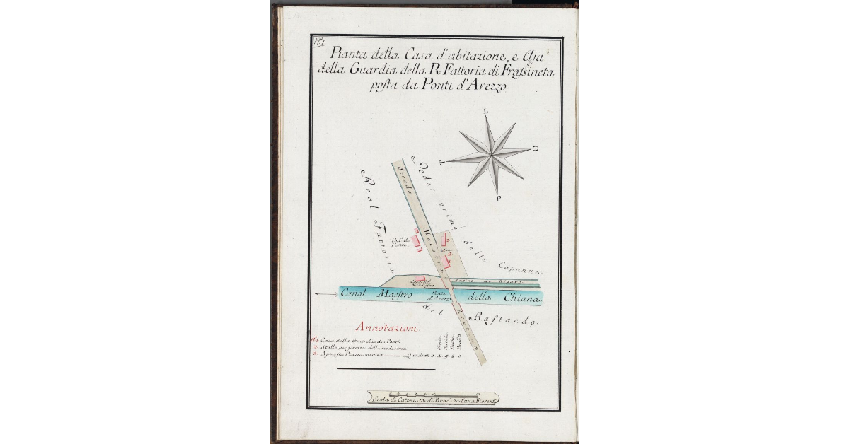 Pianta della Casa d'Abitazione, e Aja della Guardia della R. Fattoria di Frassineta posta da Ponti d'Arezzo
