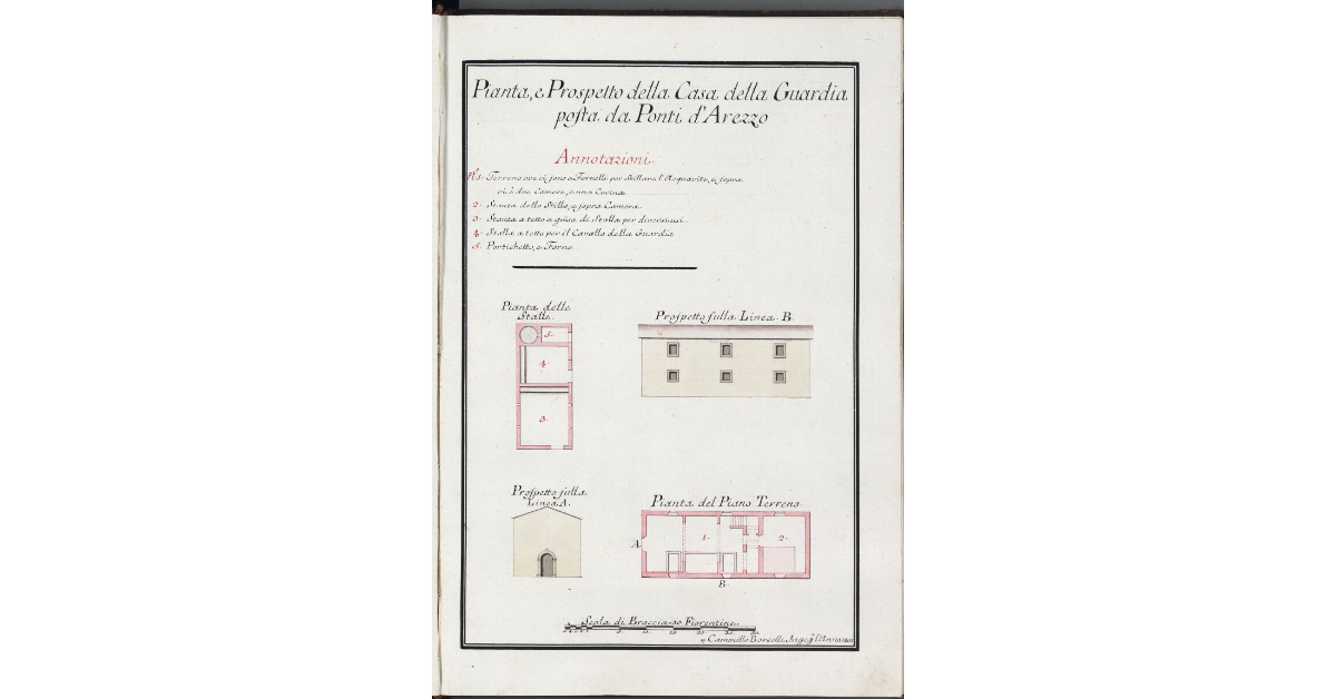 Pianta, e Prospetto della Casa della Guardia posta da Ponti d'Arezzo